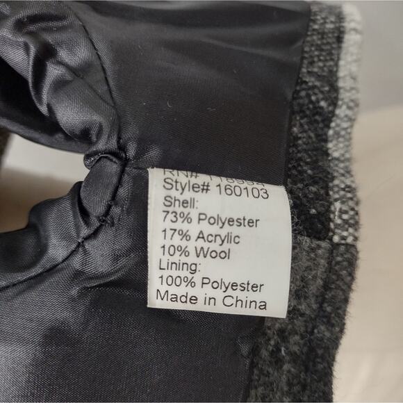 PIKO 1988 Gray Plaid Cape Style Jacket with Stand Up Collar Large Button Size S - Picture 9 of 9